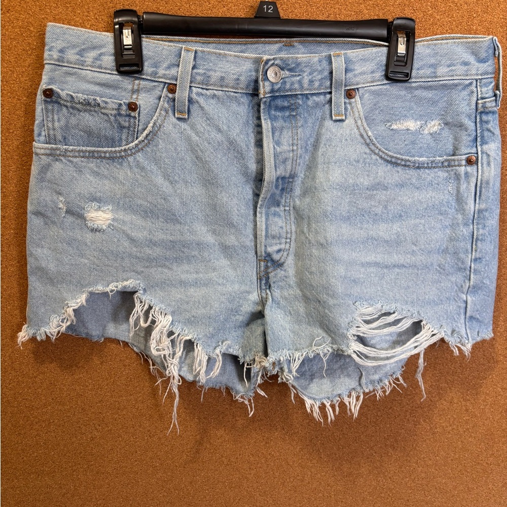 Levi's Light Blue Distressed Jean Shorts